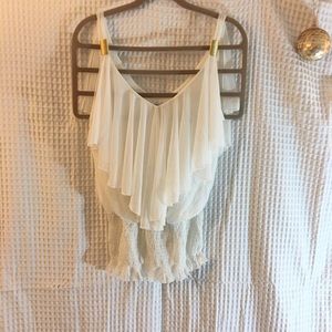 XOXO White Ruffle V - Front & Back Neck Line Top